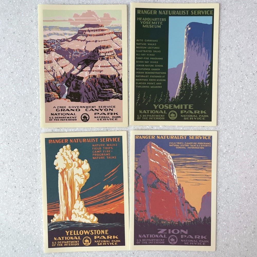 Ranger Doug National Park Series I WPA Art Set BLANK Cards with Envelopes 8 Pack